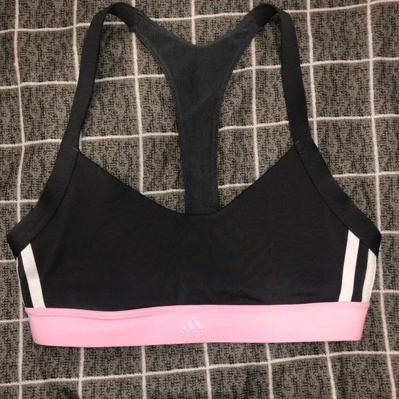 Adidas Women’s All Me 3 Stripes Sports Bra - Picture 2 of 7